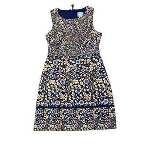 Maeve Anthropologie Floral Print Sleeveless Dress Blue Navy - Size 4